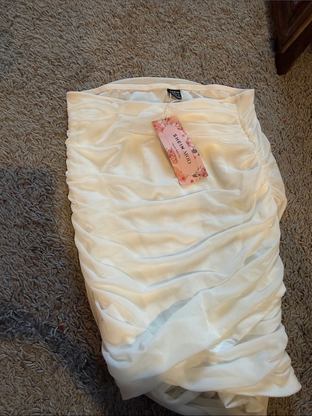 SHEIN White Ruched Layered Mini Skirt